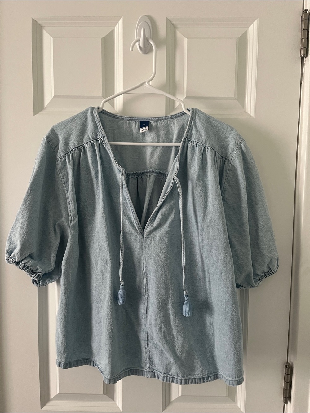 Old Navy Light Blue Peasant Tunic with Tassel Ties